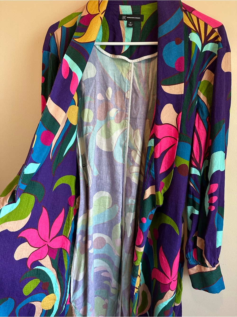 NWT Inc International Concepts Women’s M Duster Jacket Mar Full Bloom Vibrant - Picture 6 of 9